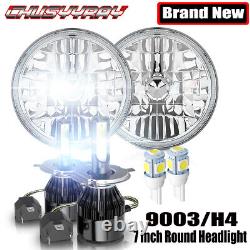 2X DOT 7 Inch Round H4 LED Headlights Hi/Lo Lamp for Ford Mustang F 150 F 100