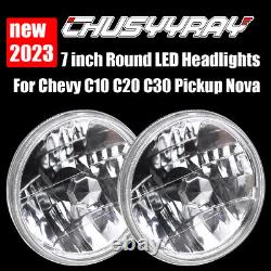 2X DOT Black 7Inch Round LED Headlight Sealed Hi/Lo Beam DRL For Kenworth T2000