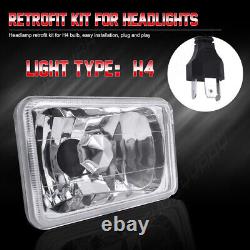 2x 4X6 inch White LED Headlights Chrome Hi/Lo Beam for Dodge Dakota 1987-1993