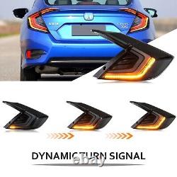 4PCS LED Tail Light For 2016-2021 Honda Civic Sedan EX/EXL/EXT Smoked Rear Lamp