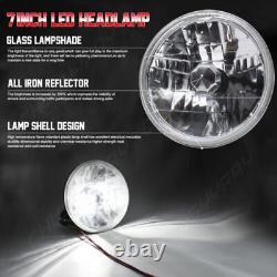 7 inch Round LED Headlight Halo Angle Eyes For Jeep Wrangler JK LJ TJ CJ 1997-18