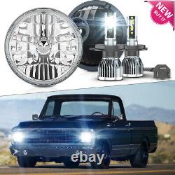 Fit 67-1972 Chevy C10 Pair 7 inch LED Headlights Round DOT Approved Hi/Lo Lamp