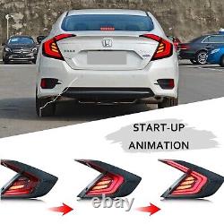 Fits 2016-2021 Honda Civic Sedan EX/EXL/EXT Smoked LED Tail Light Assembly LH+RH