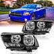 For 2011-2014 Dodge Charger Halogen Type Headlights Headlamps Black Left+right