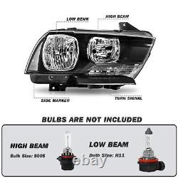 For 2011-2014 Dodge Charger Halogen Type Headlights Headlamps Black Left+Right