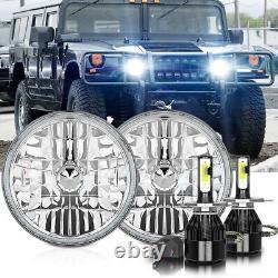 For Hummer H1 2003-2009 7 Inch Round LED Headlight Headlamp High-Low Beam 6000K