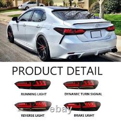 Full Smoked Lens Fits 2018-2024 Toyota Camry Sedan LED Tail Light kit Dynamic
