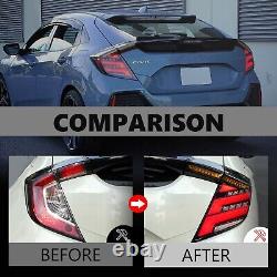 LED Tail Lights Assenbly Fits Honda Civic Hatchback 2017-2021 Clear Rear Lamps