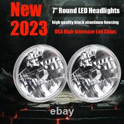 Pair 105W 7 Round LED Headlights Hi/Lo Beam For Chevy 1975-1980 K10 K20 K5 C10