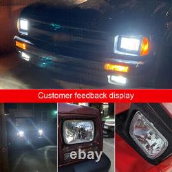Pair 5x7 7x6 LED Headlights Hi-Lo DRL For 1982-2012 Ford E-150 E-250 E-350 Van