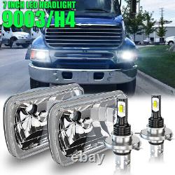 Pair 7x6 5x7 Rectangle Led Headlights H4 for Sterling Truck LT9500 1999-2008