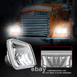 Pair White 7x6 5x7 LED Headlights For Freightliner FL50/60/70/80/112 MT35/45/55