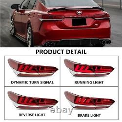 Red LED Tail Light Fits Toyota Camry 2018-2024 Sedan Rear Lamps Assembly Dynamic
