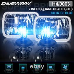 Phares LED carrés DOT bleus 5x7 / 7x6 pouces pour Jeep Cherokee XJ H6054 69822