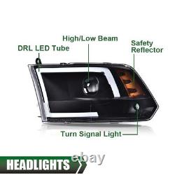 Tube à LED DRL pour phares projecteurs noirs adaptés à Dodge Ram 1500 2500 3500 de 09 à 18